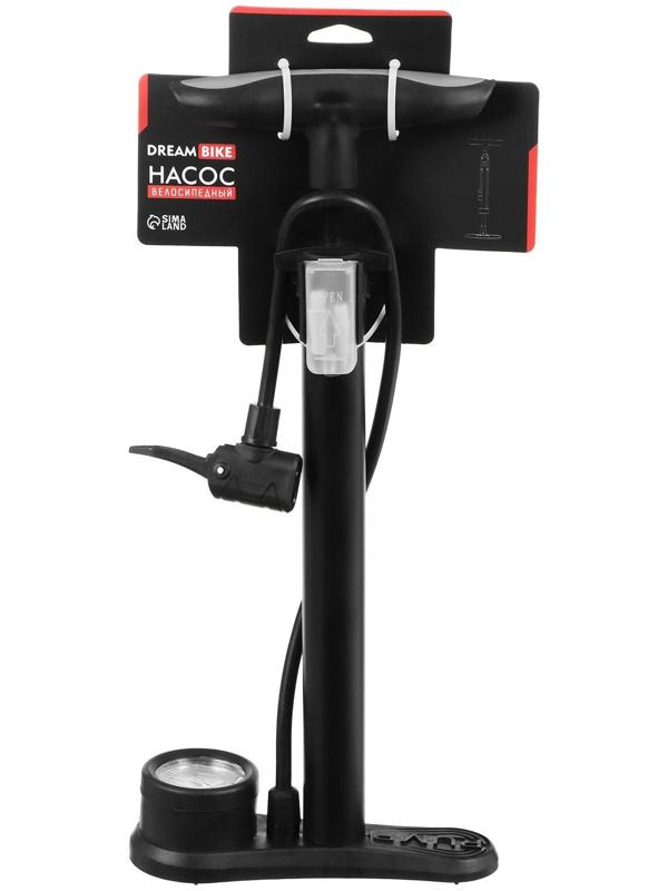 Насос напольный с манометром, авто/вело ниппель, цвет чёрный