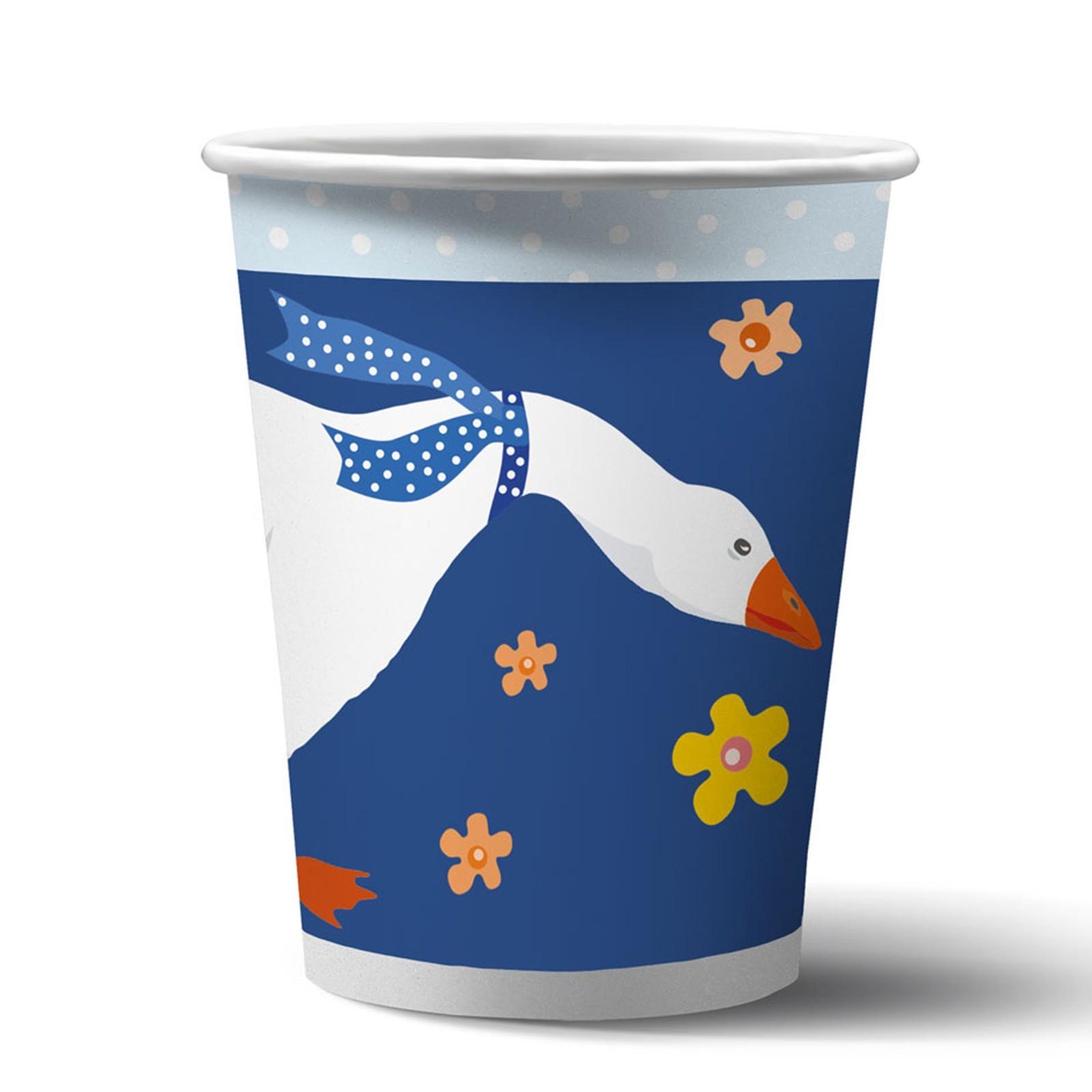 Набор бумажных стаканов «Гуси-2», в плёнке, 6 штук, 250 мл