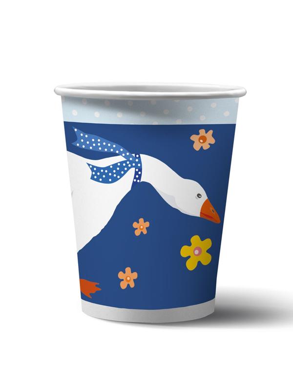 Набор бумажных стаканов «Гуси-2», в плёнке, 6 штук, 250 мл