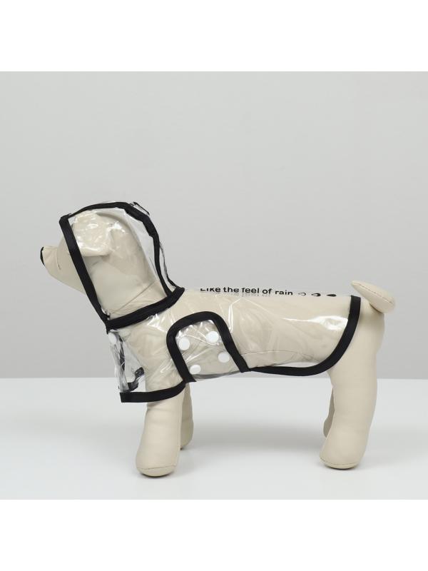 Дождевик для собак, размер XS (ДС 18, ОГ 25-30, ОШ 25 см), чёрный