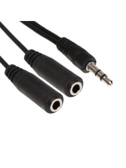 Разветвитель аудио ExeGate EX-CCA-417-0.2,Jack 3.5мм(m)-Jack 2x3.5мм(f) стерео+микрофон,0.2м