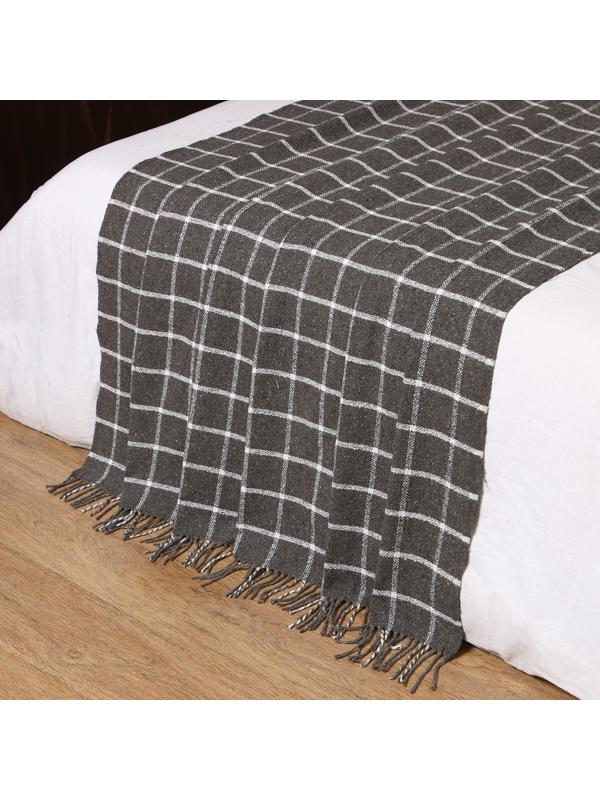 Плед Palermo 140х200см, тёмно-серый/белый, шерсть 20%, пан 40%, полиэстер 40%