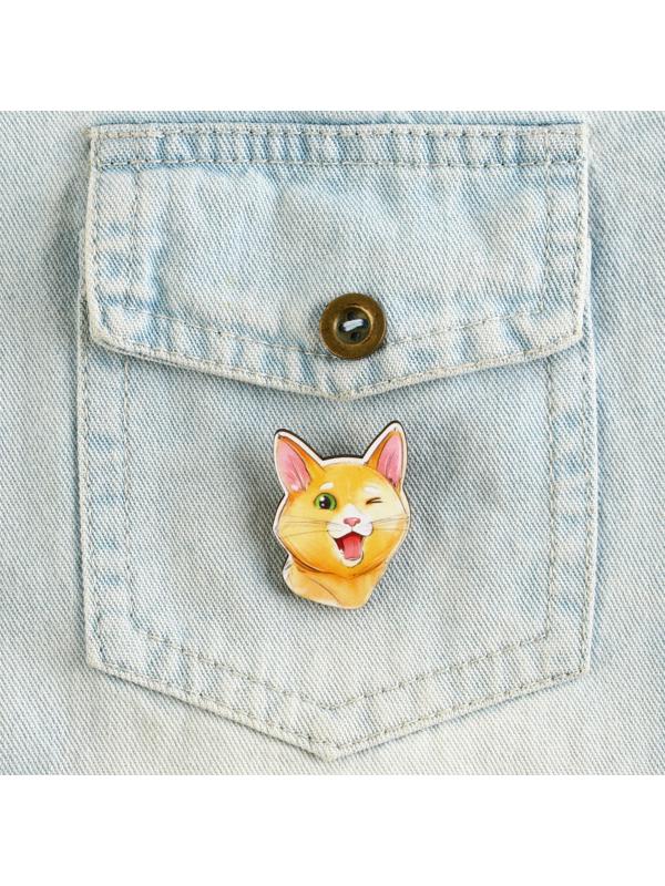 Значок-талисман деревянный «Рыжий кот», 2,6 х 3,5 см