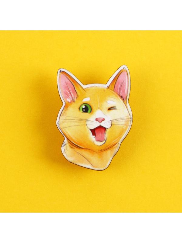 Значок-талисман деревянный «Рыжий кот», 2,6 х 3,5 см