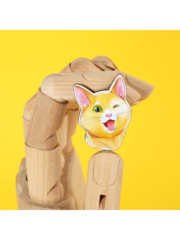 Значок-талисман деревянный «Рыжий кот», 2,6 х 3,5 см