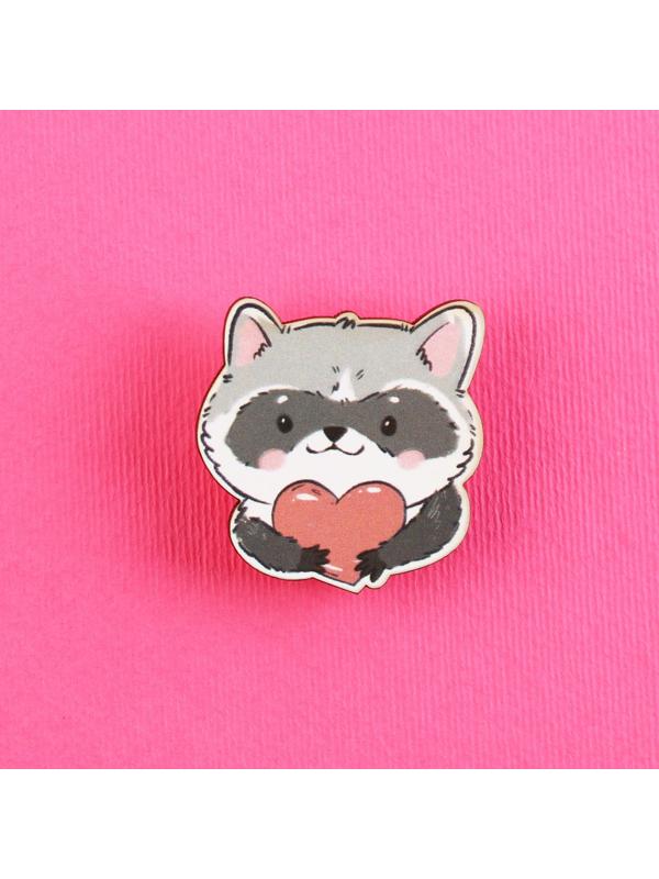 Значок-талисман деревянный «Енот»,3,2 х 3,3 см