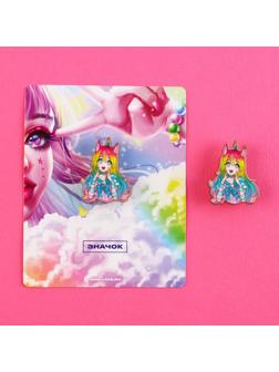 Значок деревянный «Девочка единорог», аниме, 2,6 х 3,3 см