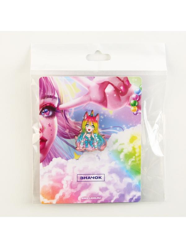 Значок деревянный «Девочка единорог», аниме, 2,6 х 3,3 см
