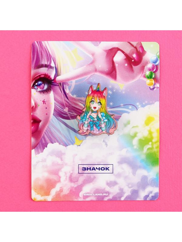 Значок деревянный «Девочка единорог», аниме, 2,6 х 3,3 см