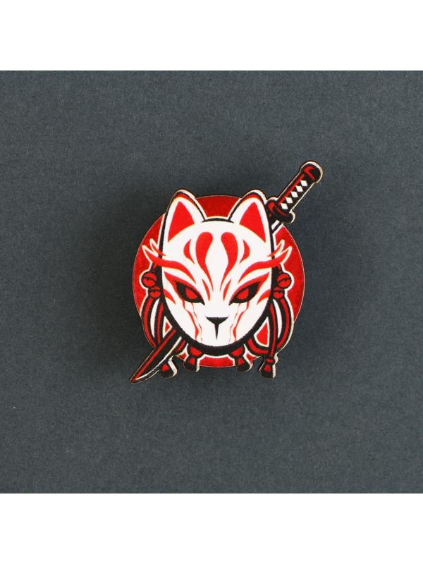 Значок деревянный «Кицунэ», аниме, 2,9 х 3,3 см