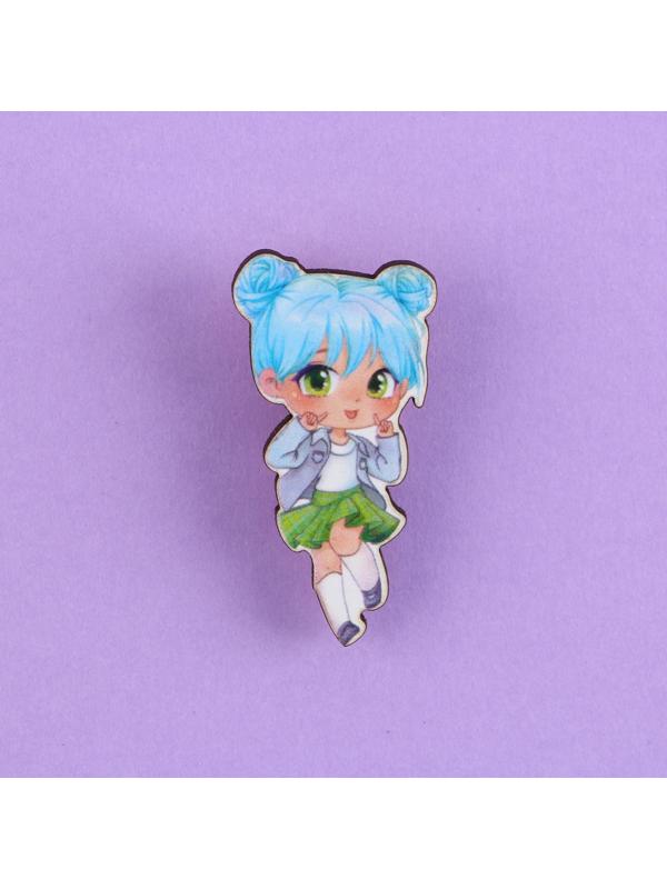 Значок деревянный «Милашка», аниме, 2 х 3,7 см