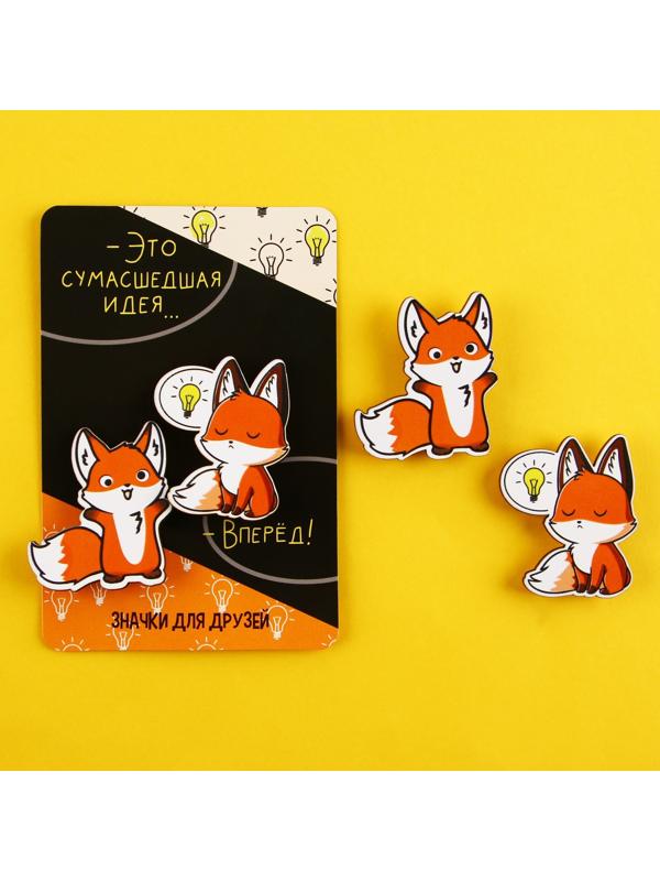 Значки деревянные «Это сумасшедшая идея», 2 шт.