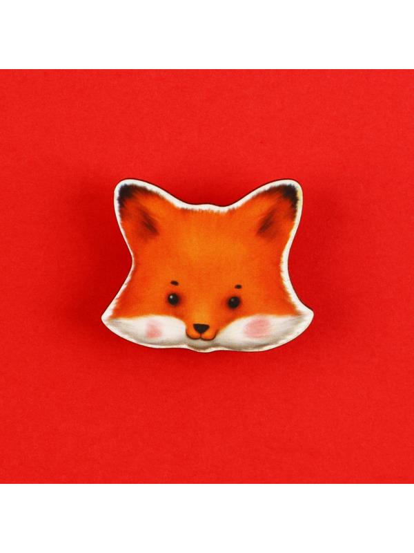 Значок-талисман деревянный «Лиса», 3,5 х 3,3 см