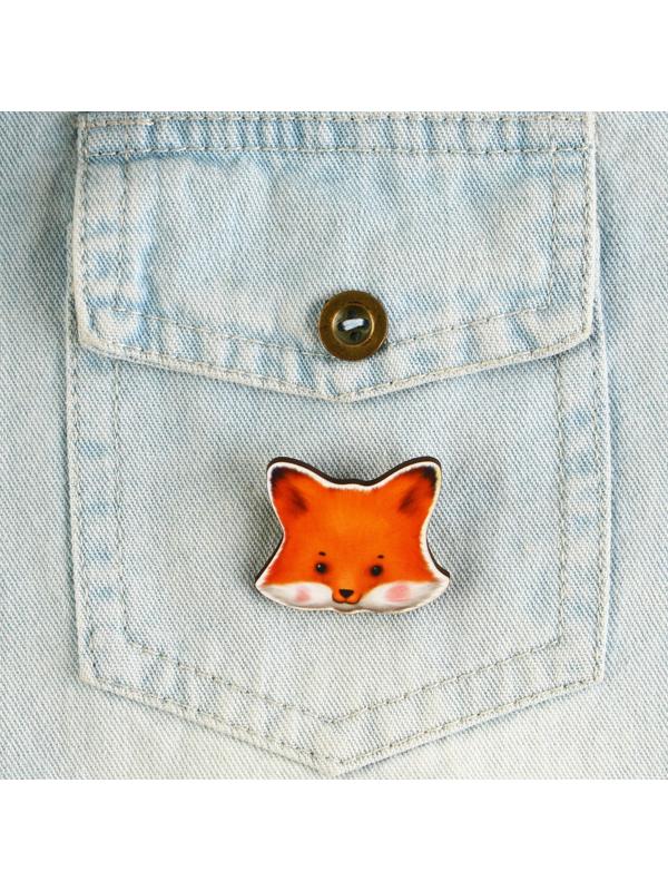 Значок-талисман деревянный «Лиса», 3,5 х 3,3 см