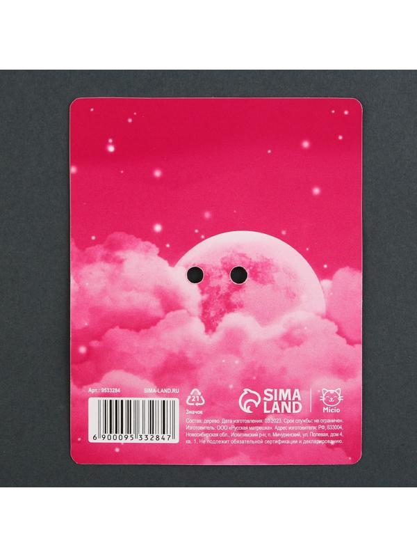 Значок деревянный «Девочка котик», аниме, 3,3 х 3,3 см