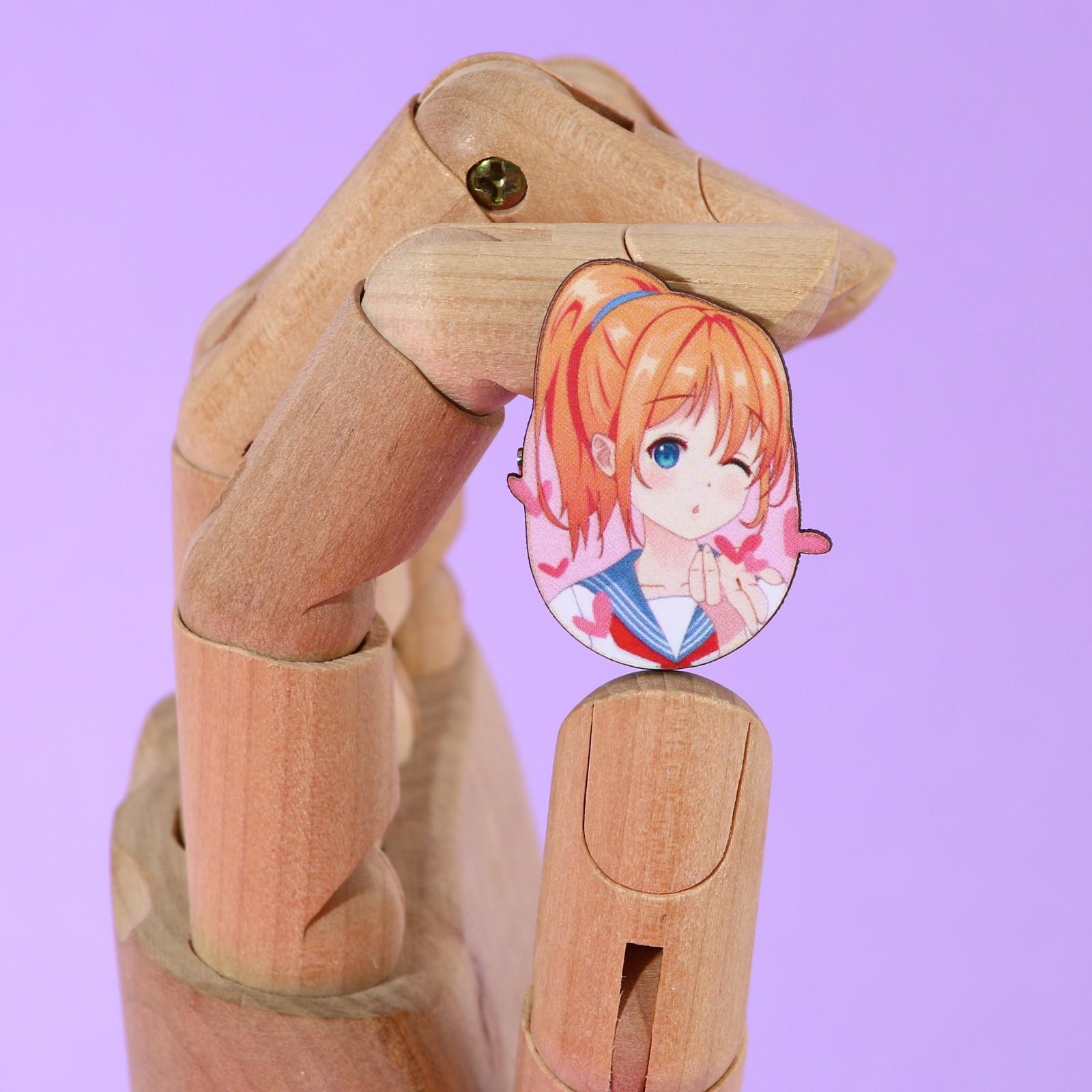 Значок деревянный «Школьницы», аниме, 2,6 х 3,3 см