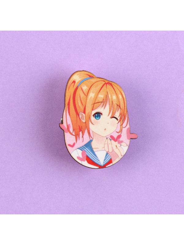 Значок деревянный «Школьницы», аниме, 2,6 х 3,3 см