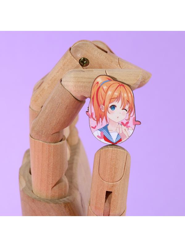 Значок деревянный «Школьницы», аниме, 2,6 х 3,3 см