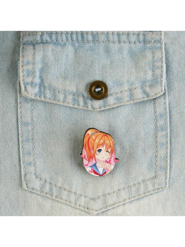 Значок деревянный «Школьницы», аниме, 2,6 х 3,3 см