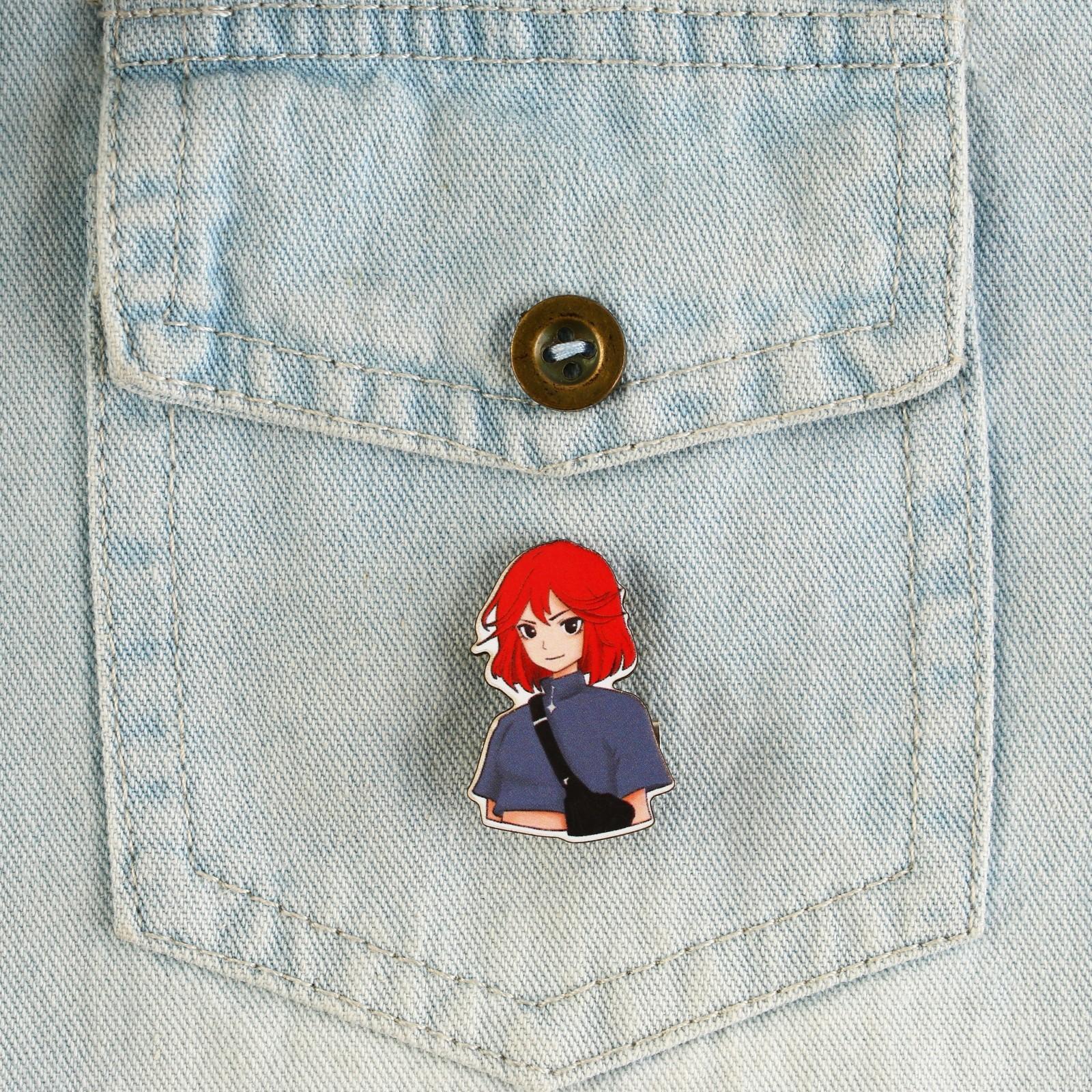 Значок деревянный «Рыжая девушка», аниме, 2,4 х 3,4 см