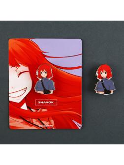 Значок деревянный «Рыжая девушка», аниме, 2,4 х 3,4 см