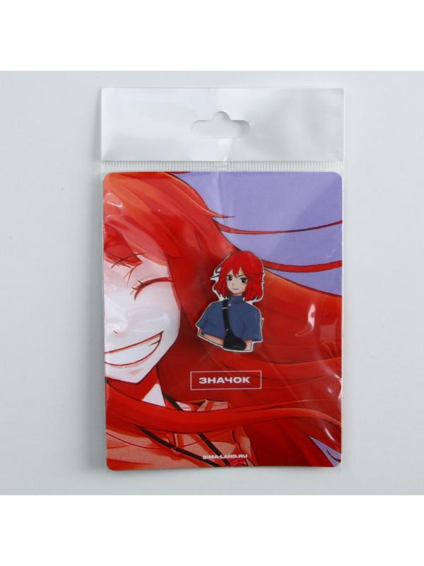Значок деревянный «Рыжая девушка», аниме, 2,4 х 3,4 см