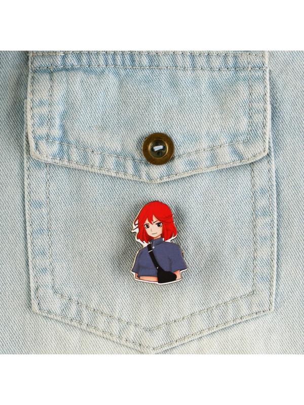 Значок деревянный «Рыжая девушка», аниме, 2,4 х 3,4 см