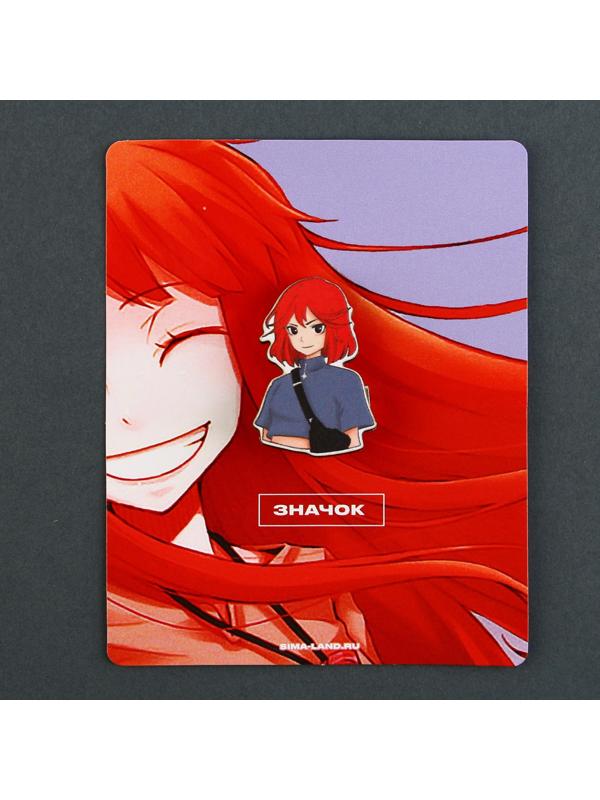 Значок деревянный «Рыжая девушка», аниме, 2,4 х 3,4 см