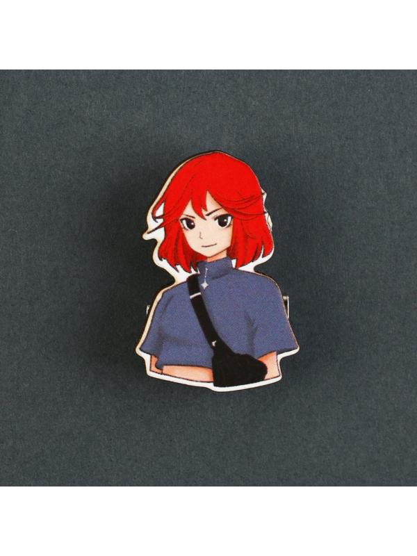 Значок деревянный «Рыжая девушка», аниме, 2,4 х 3,4 см