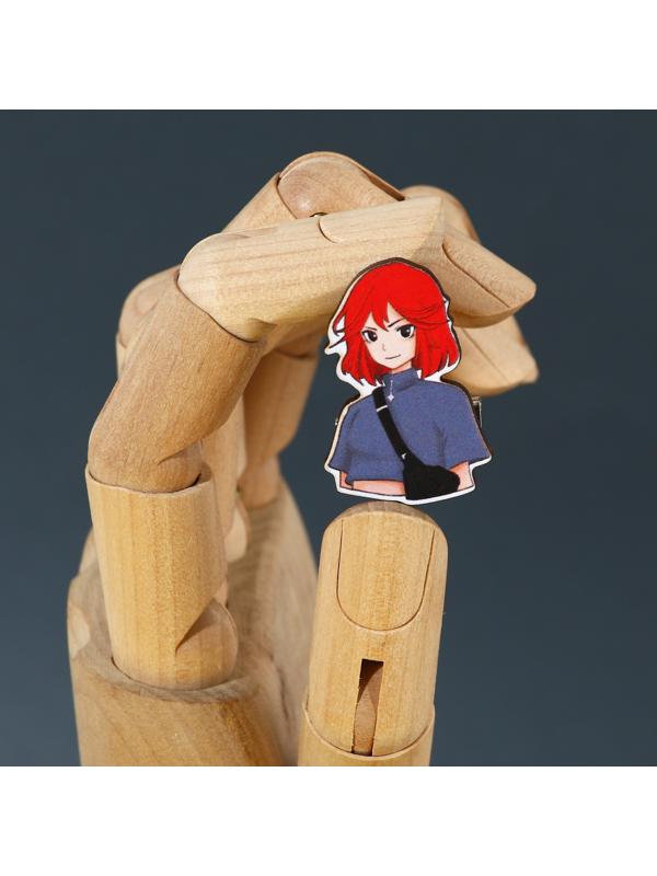 Значок деревянный «Рыжая девушка», аниме, 2,4 х 3,4 см