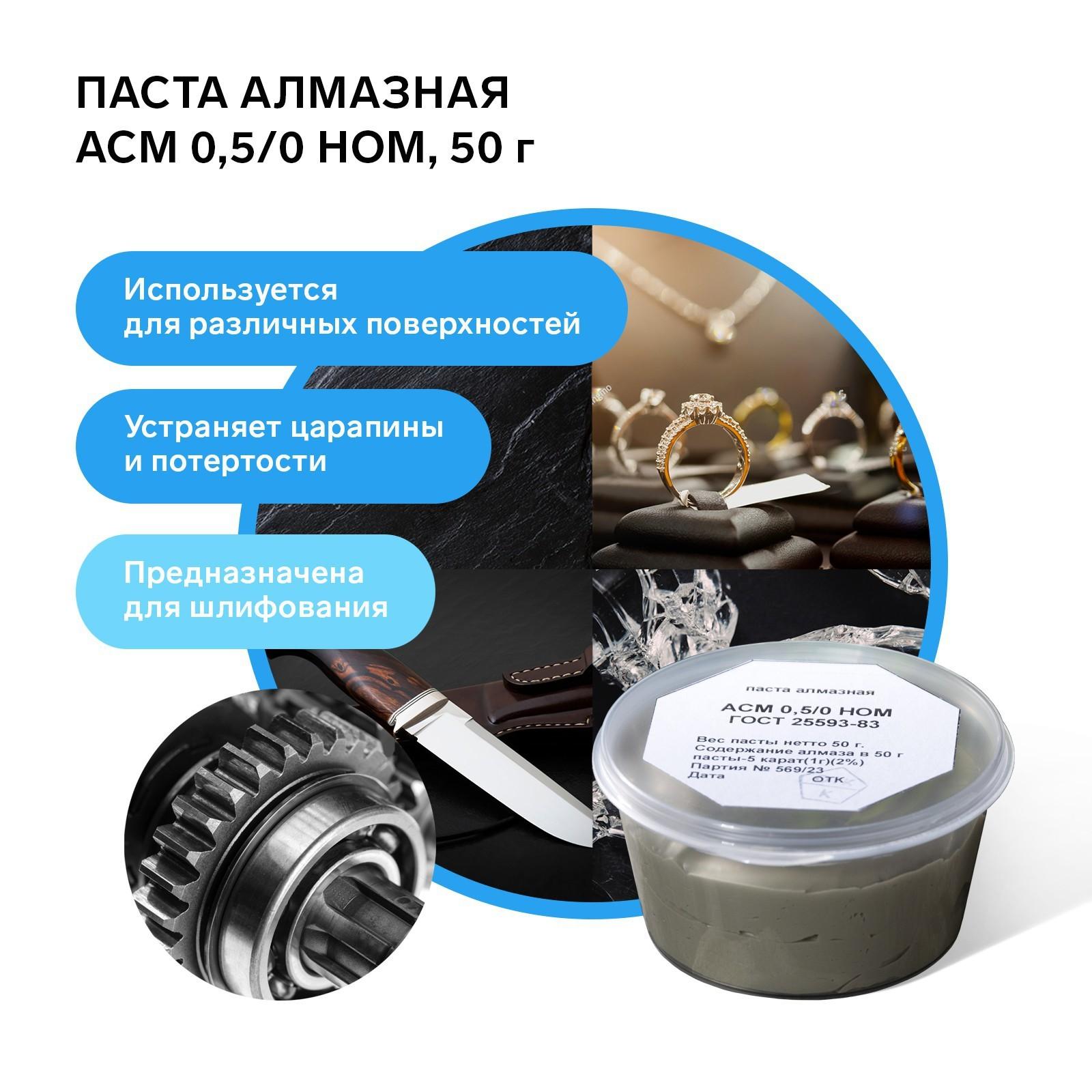 Паста алмазная полировальная АСМ 0,5/0 НОМ, банка, 50 г