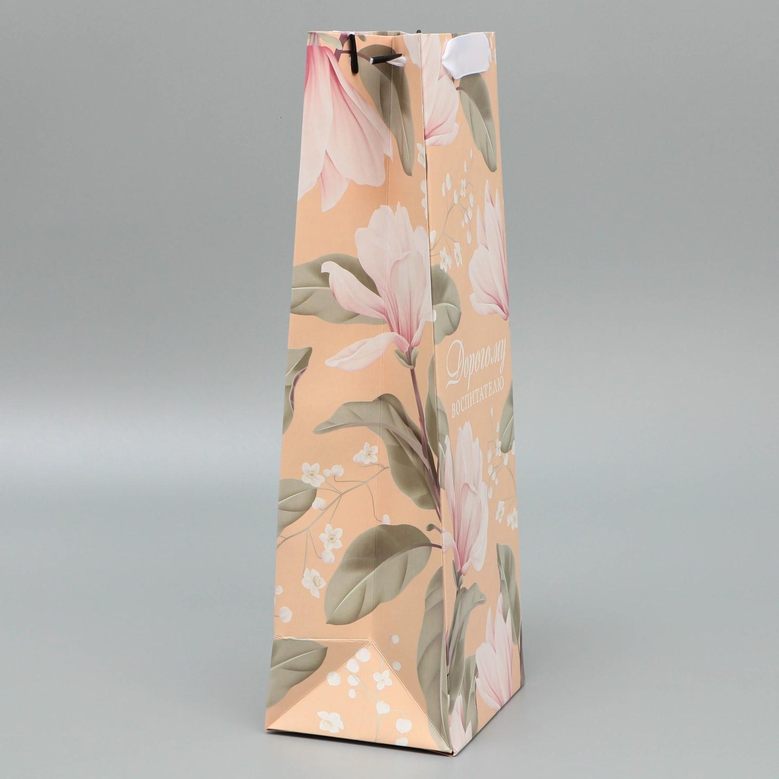 Пакет под бутылку «Воспитателю», 35 х 13 х 10 см