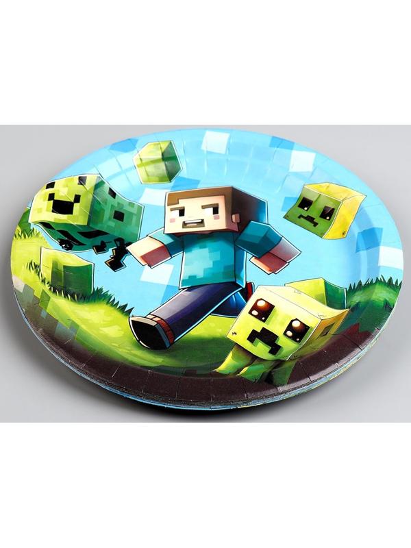 Тарелка бумажная «Пиксели», 18 см