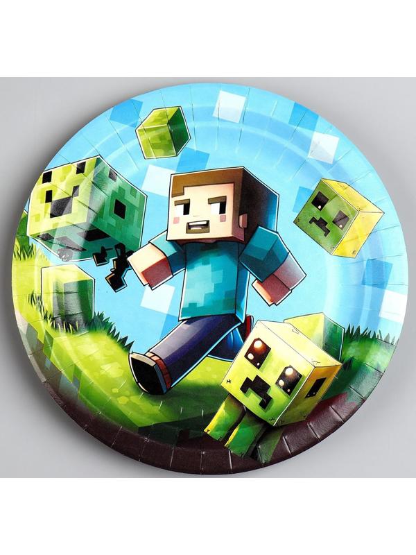 Тарелка бумажная «Пиксели», 18 см