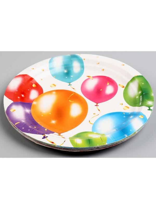 Тарелка бумажная «С днём рождения», шары, 18 см
