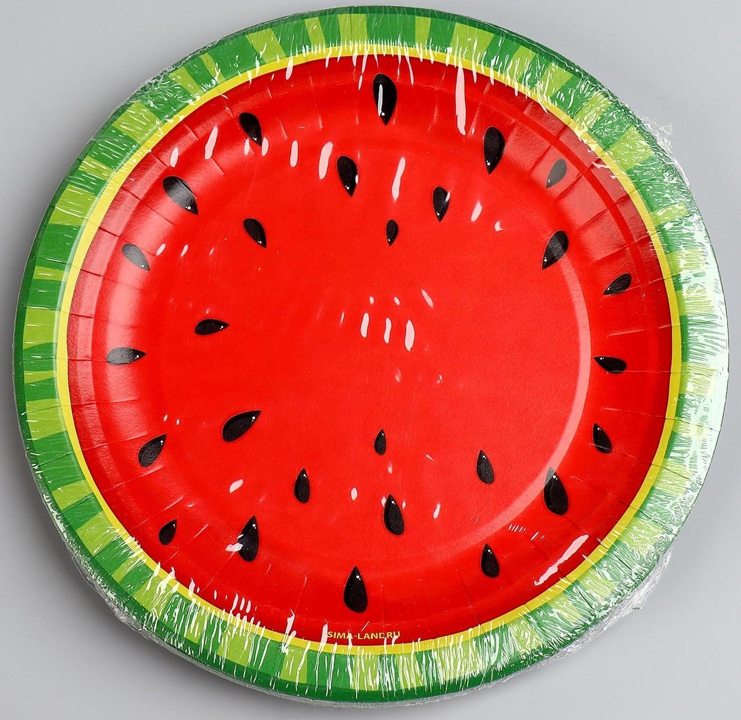 Тарелка бумажная «Арбуз», 18 см