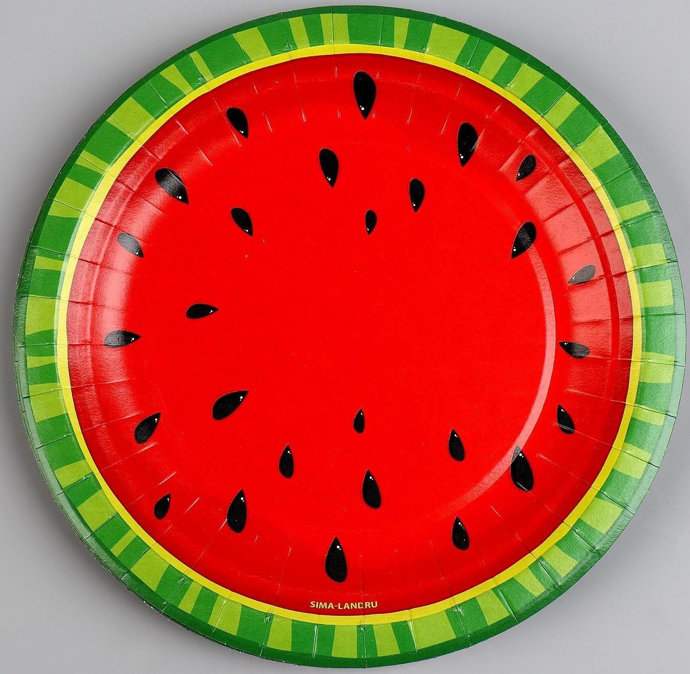 Тарелка бумажная «Арбуз», 18 см