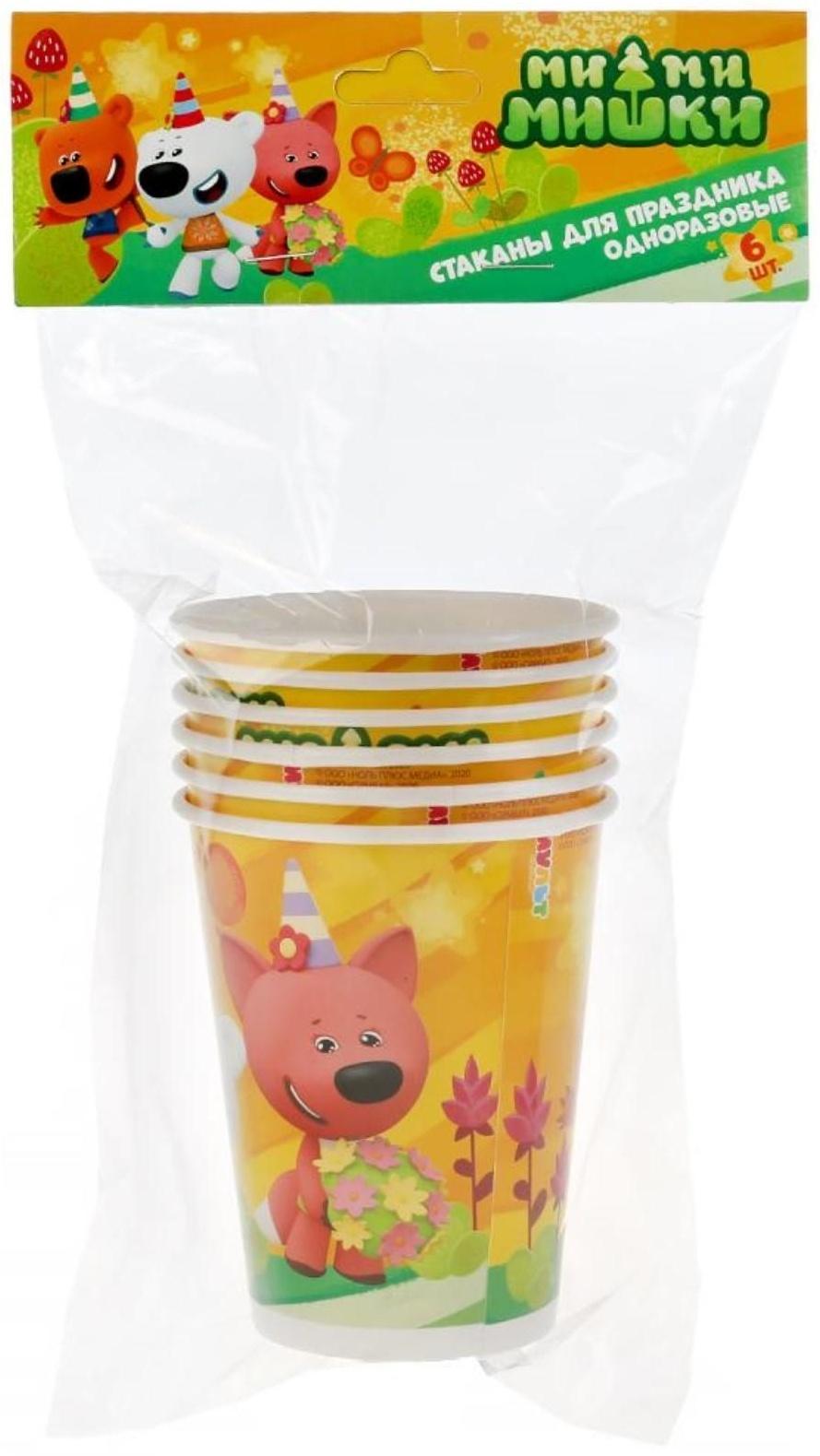 Стакан бумажный «Ми-ми-мишки», в наборе 6 штук, пакет + хедер