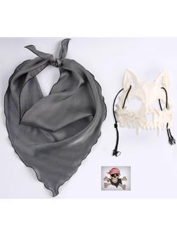 Карнавальный Набор:бандана в полоску,,маска собаки латекс белая,т.наклейка