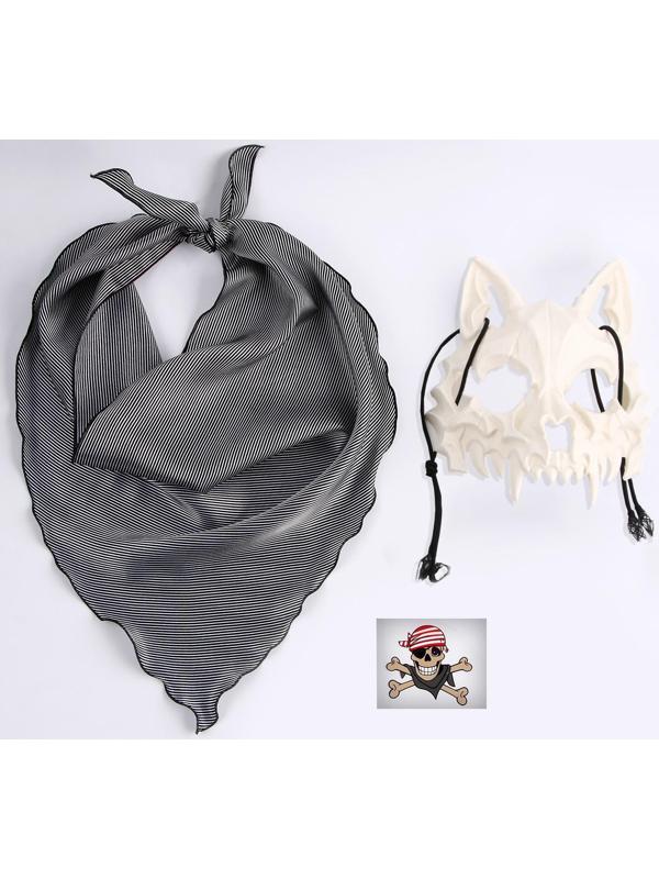 Карнавальный Набор:бандана в полоску,,маска собаки латекс белая,т.наклейка