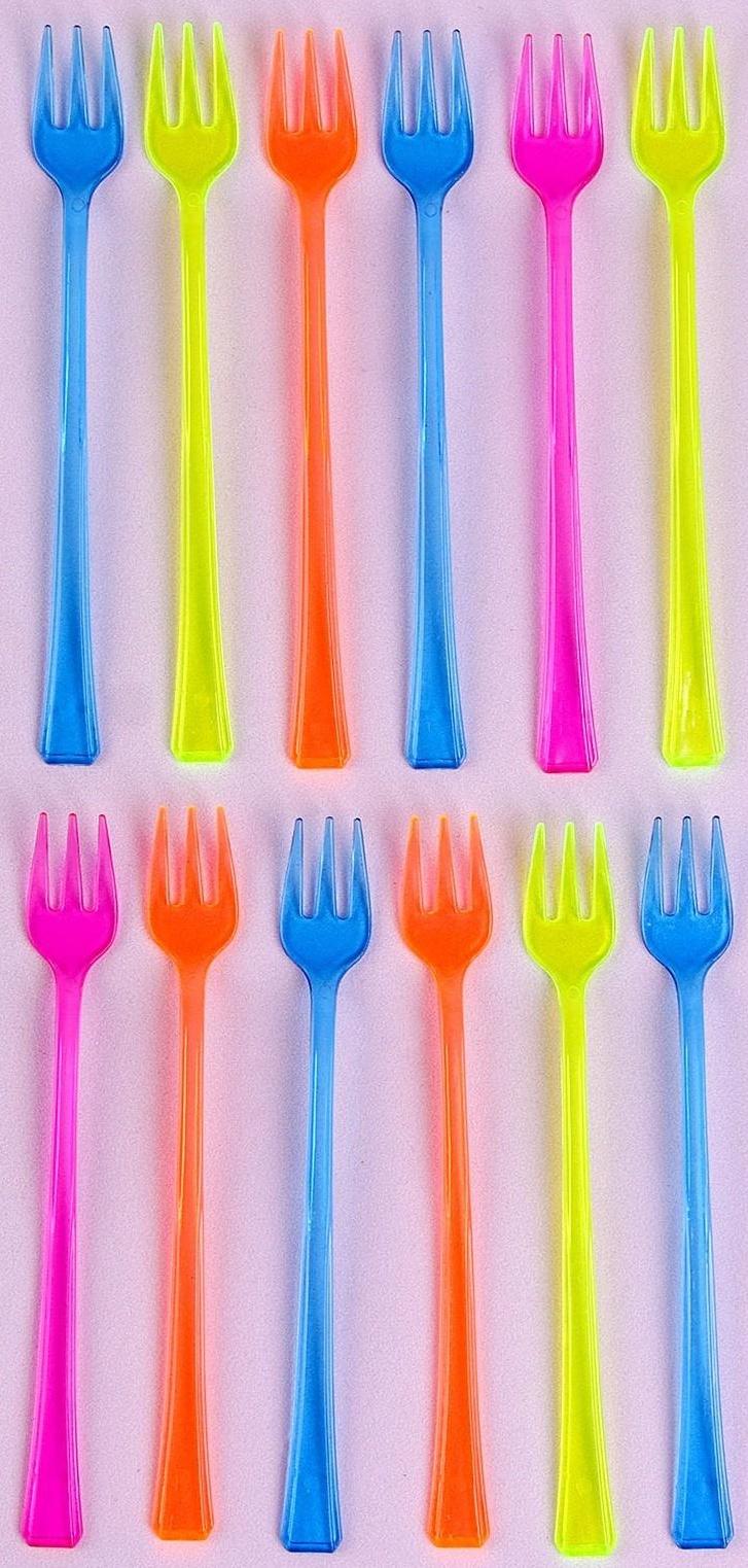 Вилки пластиковые, в наборе 12 штук, цвета МИКС