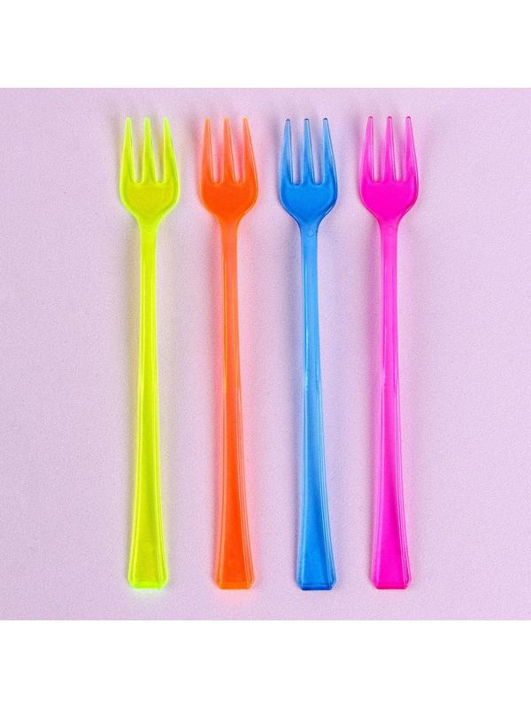 Вилки пластиковые, в наборе 12 штук, цвета МИКС