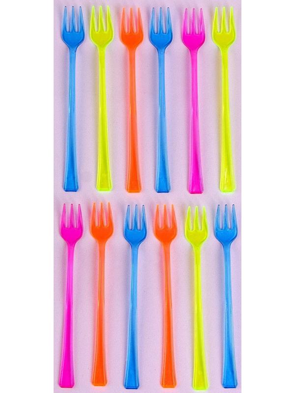 Вилки пластиковые, в наборе 12 штук, цвета МИКС