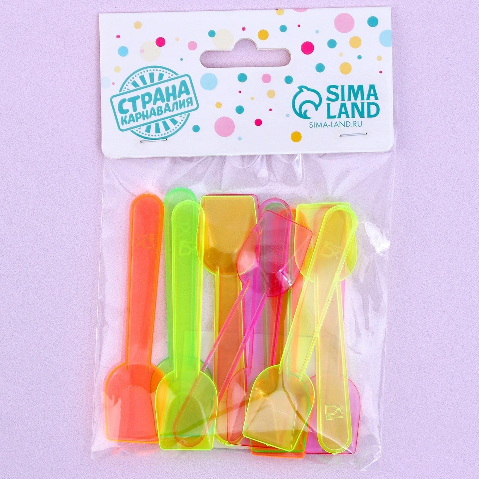 Ложки пластиковые, в наборе 12 штук, цвета МИКС