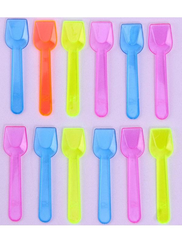 Ложки пластиковые, в наборе 12 штук, цвета МИКС