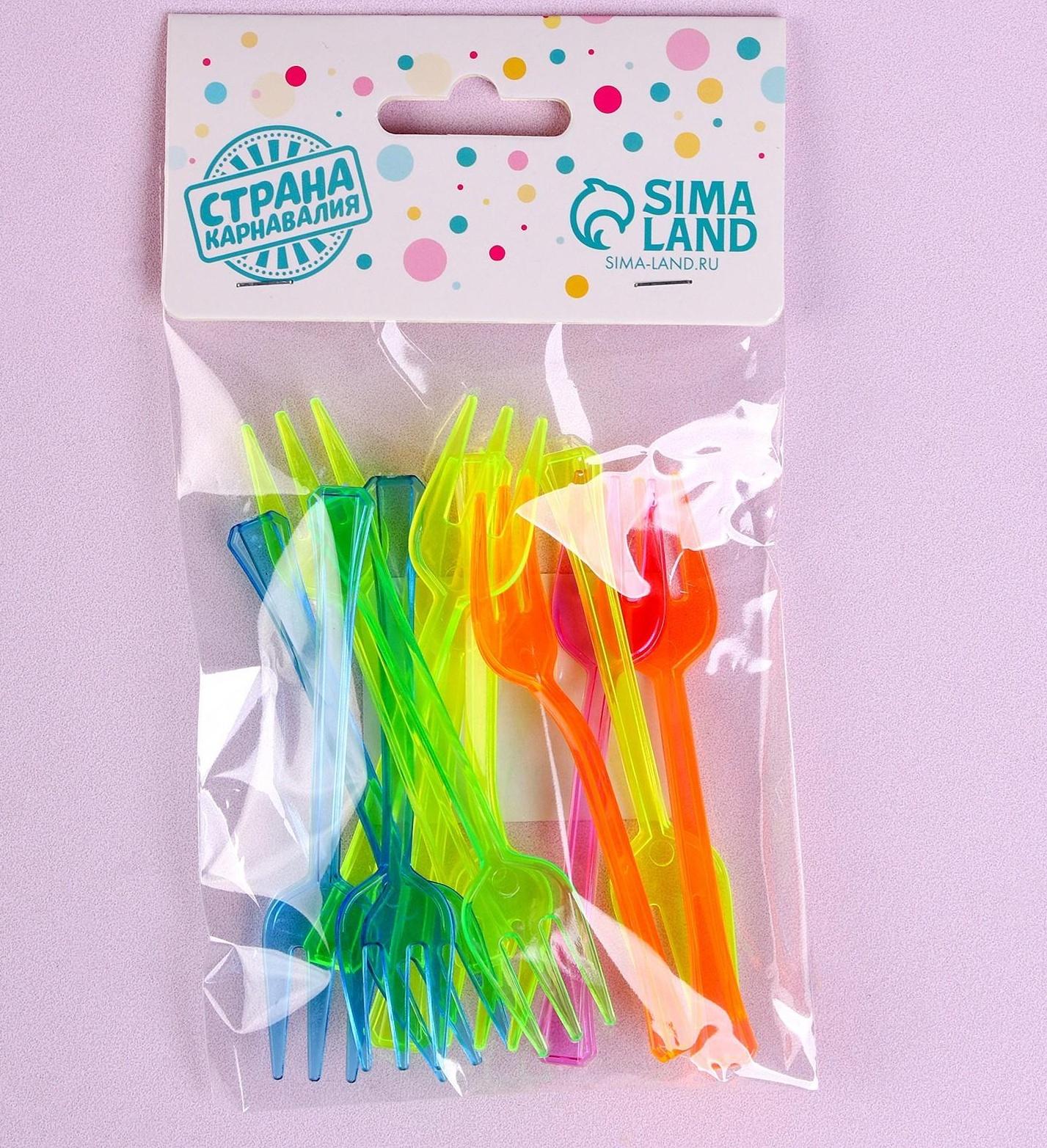 Вилки пластиковые, в наборе 12 штук, цвета МИКС