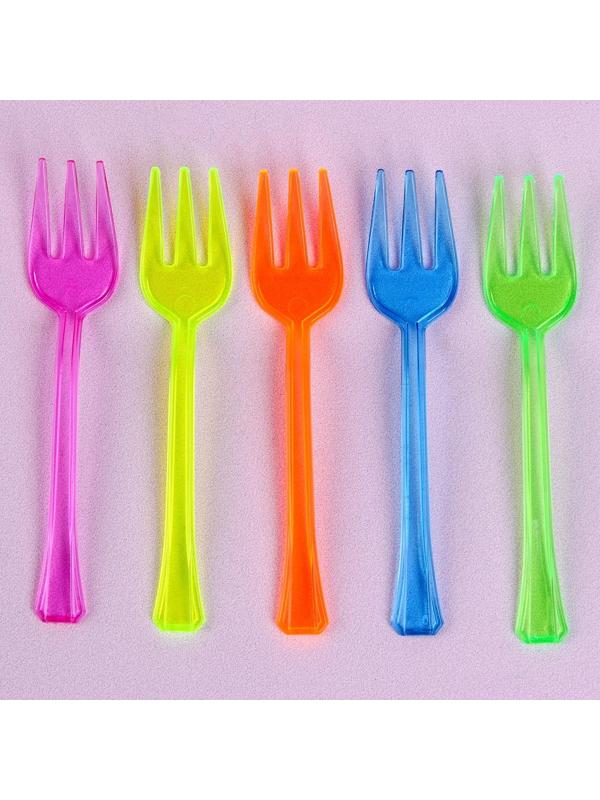 Вилки пластиковые, в наборе 12 штук, цвета МИКС