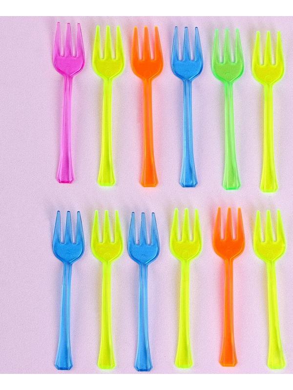 Вилки пластиковые, в наборе 12 штук, цвета МИКС