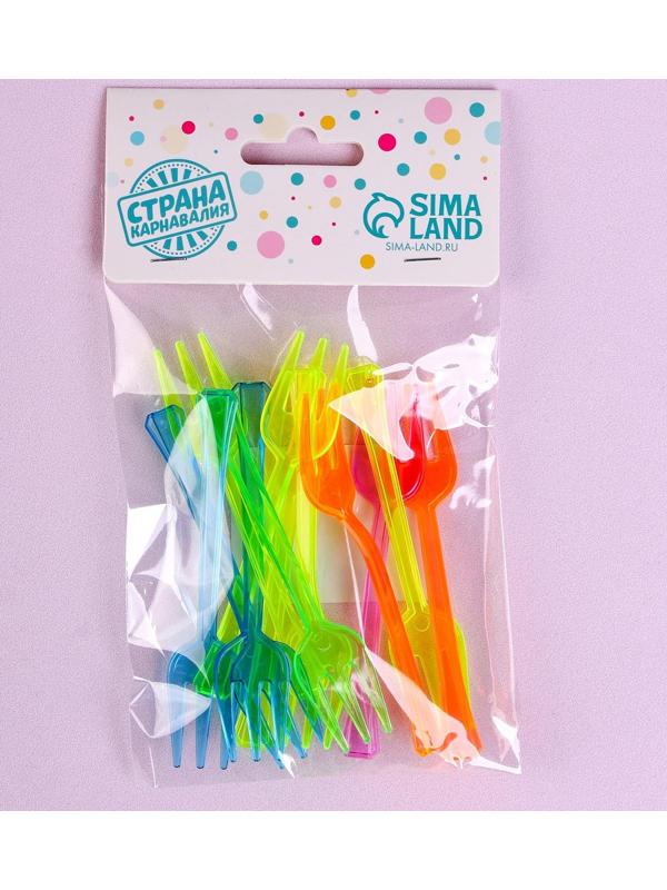 Вилки пластиковые, в наборе 12 штук, цвета МИКС