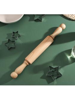 Скалка с вращающимися ручками, 40×4,2 см, бук